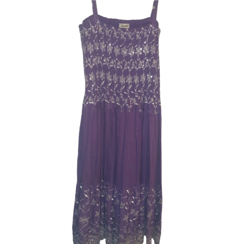 Boho Light Purple FreeStyle Size Cotton Sundress Embroidery & Sequins NW…